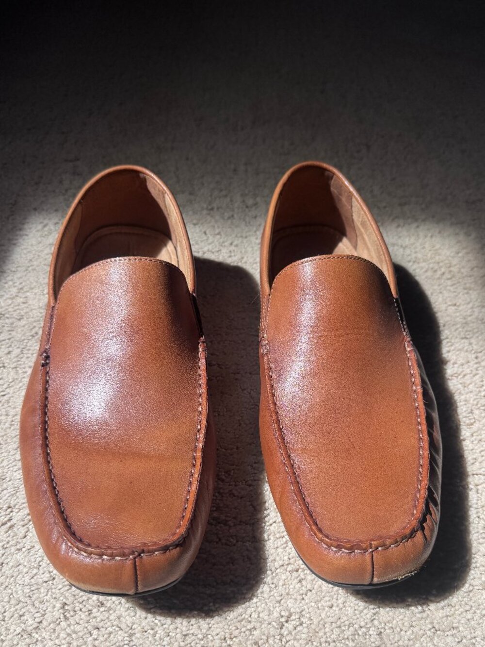 Florsheim Men's Leather Driving Loafers — Tan, Size 10.5M